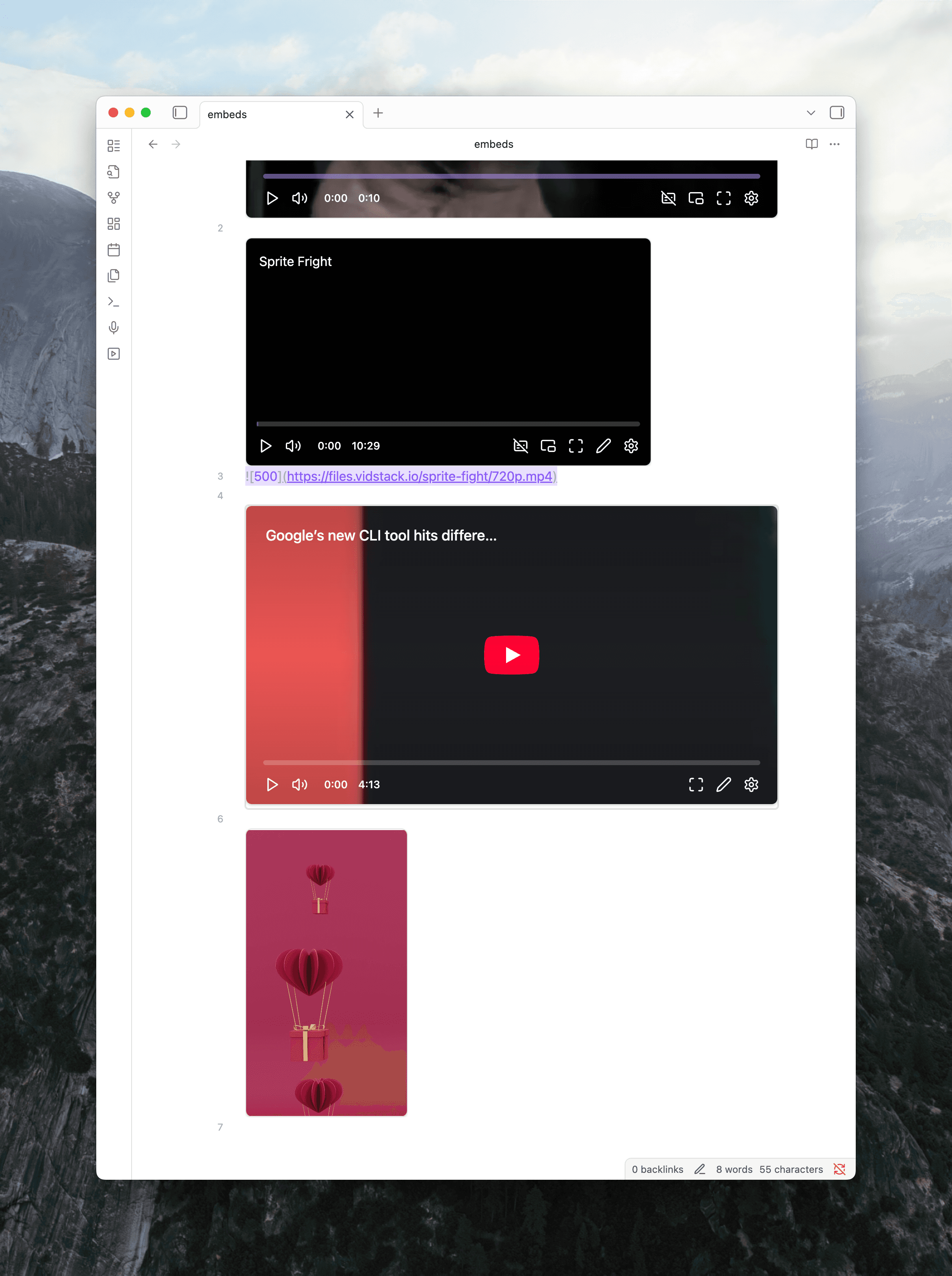 Left-aligned video embeds